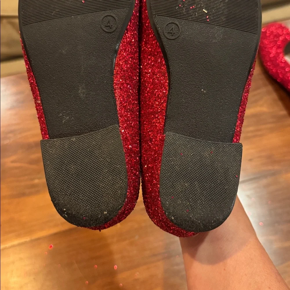 CIRCO Red Glitter Dorothy Wizzard of OZ Slip On Shoes Big  Girls Size 4 Costume